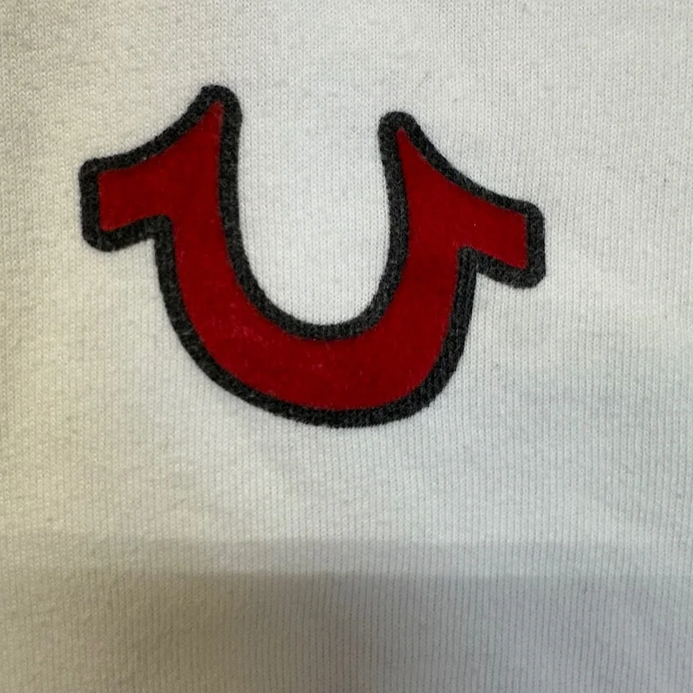 True Religion Zip Up Hoodie Mens Medium White Black Red Colorblock Buddha Logo